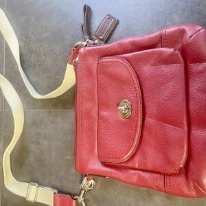 Coach Red Crossbody Bag with Gold Accents
